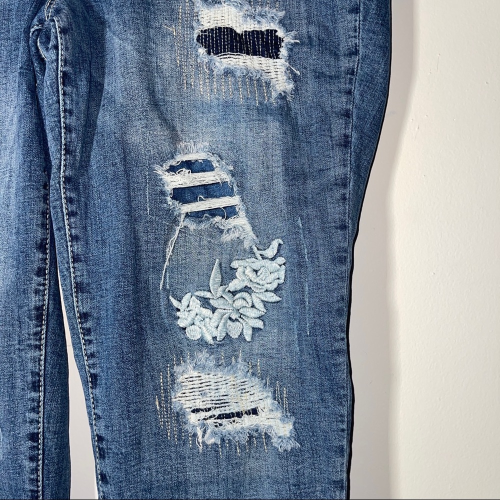 Lane Bryant Distressed Patchwork / Embroidered Ca… - image 3